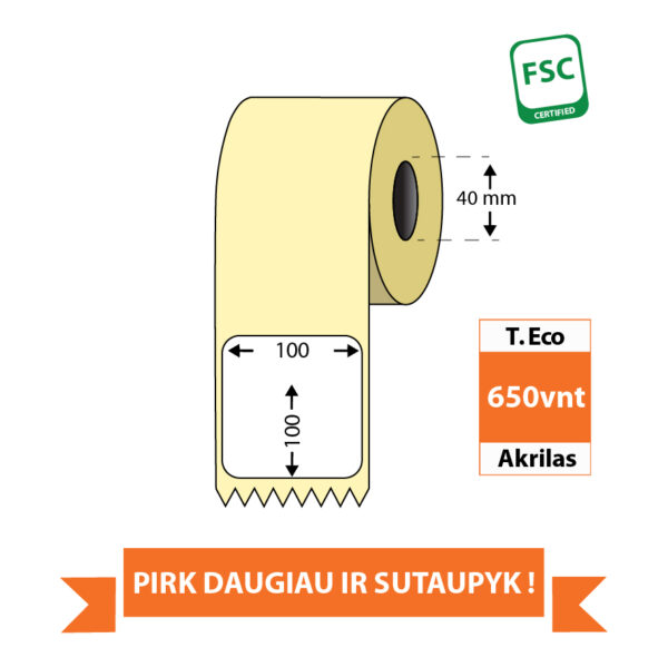 Lipni etiketė 100x100 T. Eco