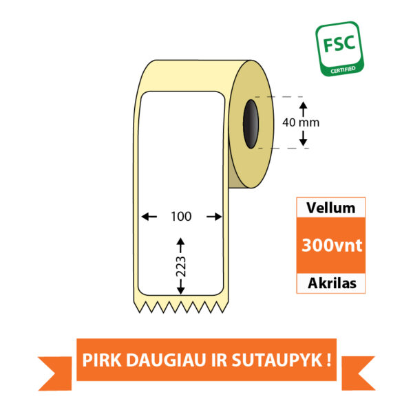 Lipni etiketė 100x223 Vellum